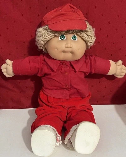 Cabbage Patch Kids Coleco 1978 1982 Boy Doll Green Eyes Blonde Hair W/Diaper VTG