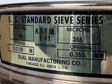 Dual Mfg. 8” Standard Sieve No. 45, 355 Micron, Brass/S.S - New - Worn Open Box
