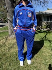 Vintage Levis USA Olympics Tracksuit Velour Jacket Pants Set 80s Mens XL