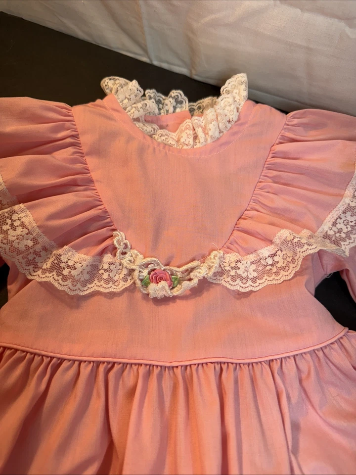 Vintage Sears 2T Disney Winnie the Pooh Pink White Lace Ruffle Collar Dress - Image 3 of 4