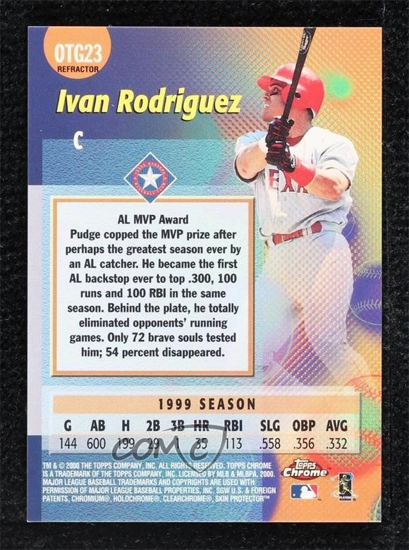 2000 Topps Chrome Own the Game Refractor Ivan Rodriguez #OTG23 HOF - Image 2 of 2