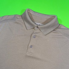 Tommy Bahama Mens Tan Textured Honeycomb Polo Shirt Short Sleeve Size M Khaki