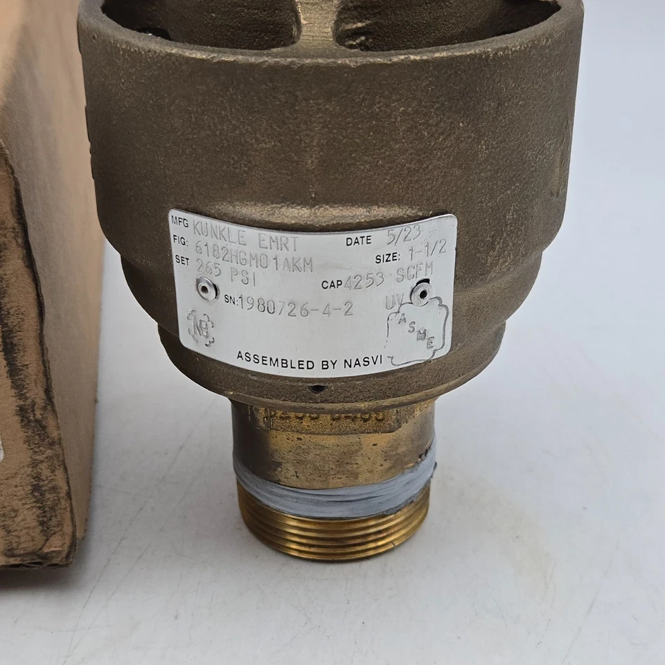 Kunkle 6182HGM01AKM 1 1/2" 1.5" Safety Relief Valve Brass Bronze Set at 265 PSI - Image 4 of 4