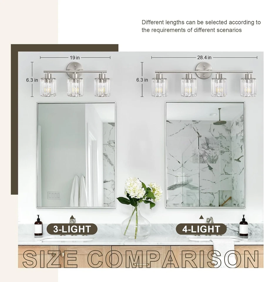 Crystal Bathroom Light Fixtures,Bathroom Lighting Fixtures Over Mirror, Modern - Image 4 of 4