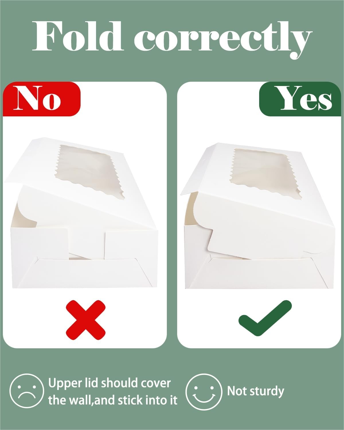 qiqee 9x6x2.5 Inch White Cookie Box with Window 15Pcs Pastry Macaron 