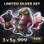 Colorized Lot of 3-5 Gram .999 Silver Brutus, Croc & Sweet Pea Limited 300 Each