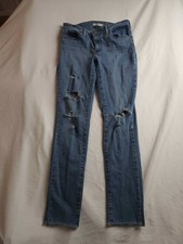 Levi's 711 Skinny Jeans Womens Size 28 Blue Medium Wash Denim Distressed Pockets