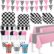 214 Pcs Racing Car Birthday Party Decorations Racing Car Party Tableware Set for