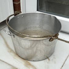 Vintage Large Aluminium Jam Pot Preserving Pan Saucepan 7.5”Deep  By 13” Across