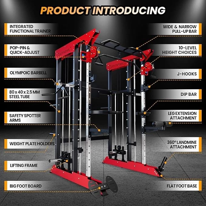 Máquina de ejercicio Power Cage 3600LBS versátil bastidor de alimentación con cruce de cable Foto 2 de 4