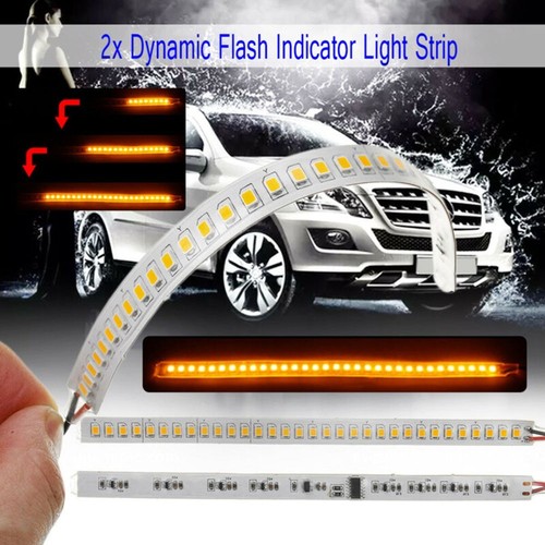 2x 12V Car Dynamic 32LED Side Rearview Mirror Turn Signal Light Strip Waterproof - Picture 2 of 5