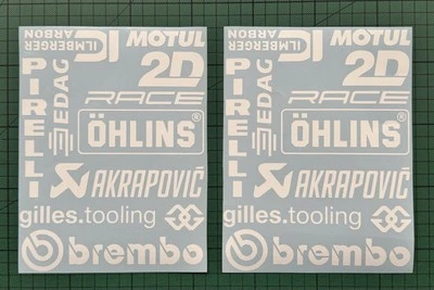 Aufkleberset 20teilig „Race Sponsoren“ Farbe Weiß zB. BMW S1000RR HP Race Street - Bild 1 von 4