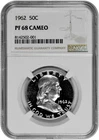 1962 50C Proof Silver Franklin Half Dollar NGC Graded PF 68 Cameo