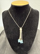 VTG Sterling Silver/Blue/Teal Charm Tassel Bead Necklace Ocean Abstract
