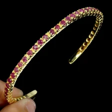 925 Sterling Silver Bangle Round Ruby Gemstone Jewelry No USA Import Fees