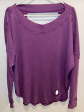 Free People Movement Purple Ribbed Open Back Workout Top Sweatshirt long sleeve