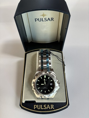 #ad #ad Pulsar Men#x27;s PXD681X Silver Stainless Steel Black Dial 100m Quartz Watch $119.00