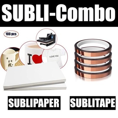 COMBO Sublimación 4 rollos SUBLITAPE CAFE 4mmx33m + 100 hj 13''x19'' SUBLIPAPER