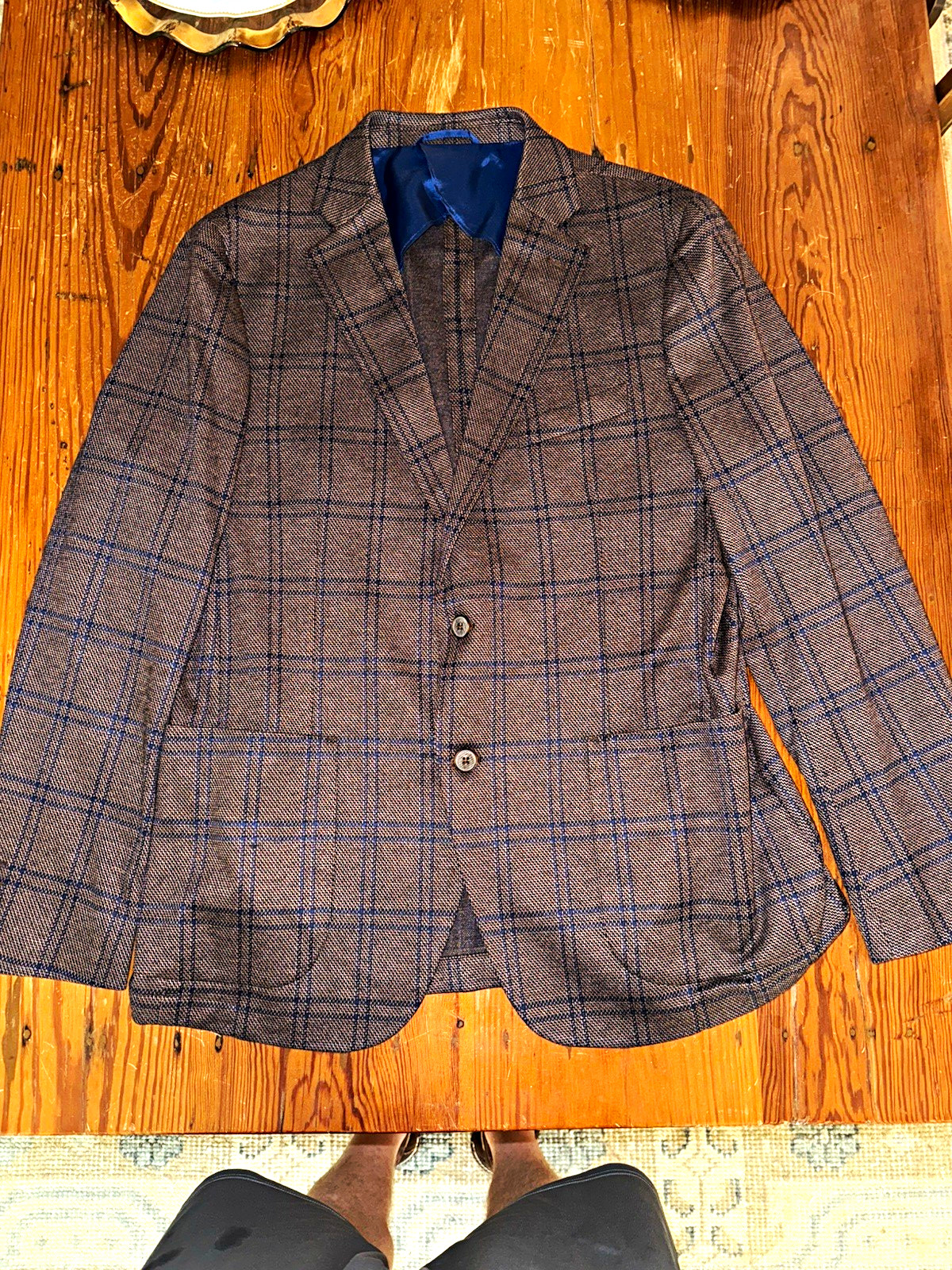Ibiza Azure Casuak Blazer 44R Men’s Brown/Blue Two-Button Notch Lapel