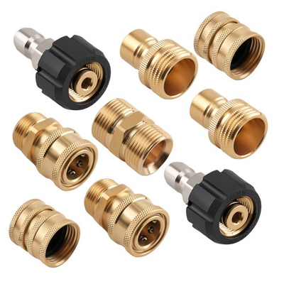 #ad M22 14mm Brass Pressure Washer Adapter Quick Connect Universal Fitting Set 9PC $32.80