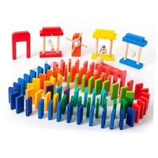 200-Piece Wooden Domino Set for Kids - STEM Learning Toy with Creative Tricks,