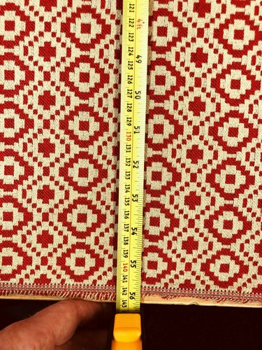 QUALITY HEAVY BELGIAN RED GEOMETRIC WEAVE UPHOLSTERY CURTAIN FABRIC MATERIAL - Picture 8 of 8