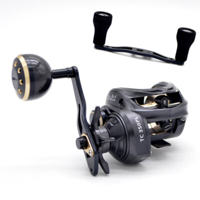 CAMEKOON 350Größe Baitcaster mit Ersatzgriff Kohlefaserrahmen Jigging Angelrolle