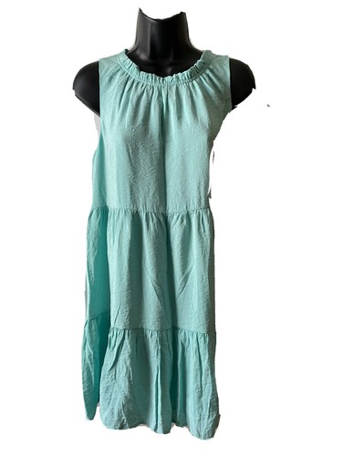 Loft Tiered Lined Swing Ruffle Midi Dress Women XS Petite Aqua NEW WITH TAGS