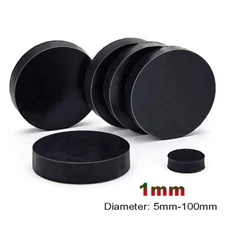 Black Solid Rubber Disc Discs Buffer - 1mm Thick - Round Rubber Pads Φ5mm-100mm