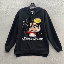 Disney Mickey Mouse The One  Only Logo Women  s Unisex M Black Pullover Hoodie