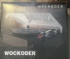 New WOCKODER TURNTABLE RECORD 3-SPEED PLAYER/SPEAKER WIRELESS PORTABLE LP