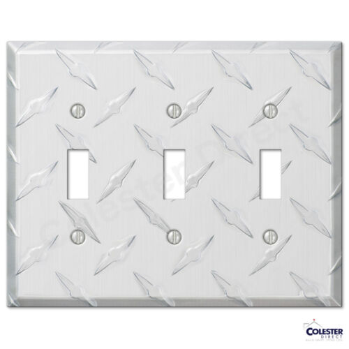 Diamond Plate Aluminum Wall Switch Plate Outlet Cover Toggle Rocker GFI Garage - Picture 4 of 19