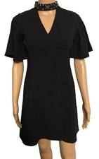Ann Taylor Petites Little Black Dress Size 00P NWT $159 Fit N Flare Bling Neck