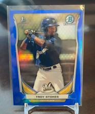 2014 Bowman Chrome Troy Stokes Blue Refractor #/399 Brewers