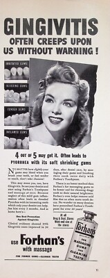VINTAGE 1940s Print Ad ~ Forhan's Toothpaste ~for Massaging Gums ...