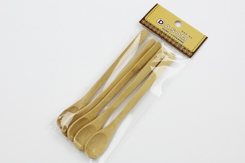 Bamboo Tea Spoon Set of 5 - Wooden Teaspoons 100% Natural Organic Utensils - Picture 2 of 6