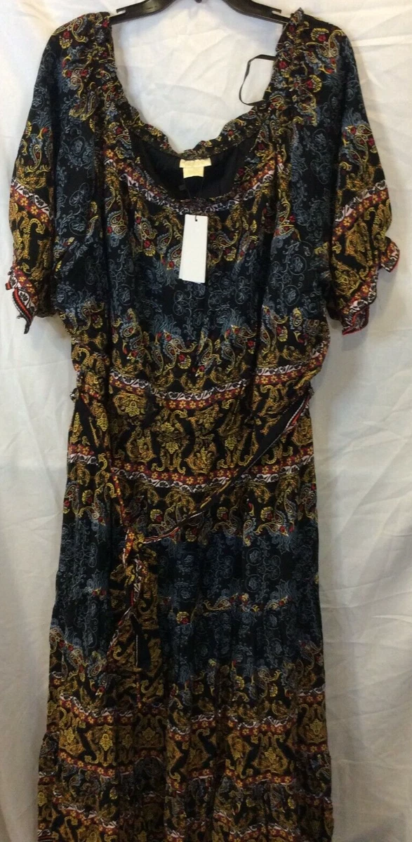 City Chic Janya Maxi Dress Womens Size XL Multicolor Short Sleeve
