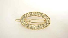 Small gold oval shaped crystal hair pin clip barrettes fine hair