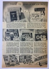 1958 toy catalog ad ~ LASSIE, GUNSMOKE, WYATT EARP board games