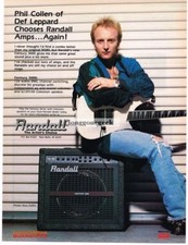 1992 Randall Amplifiers Phil Collen Def Leppard Vintage Print Ad 