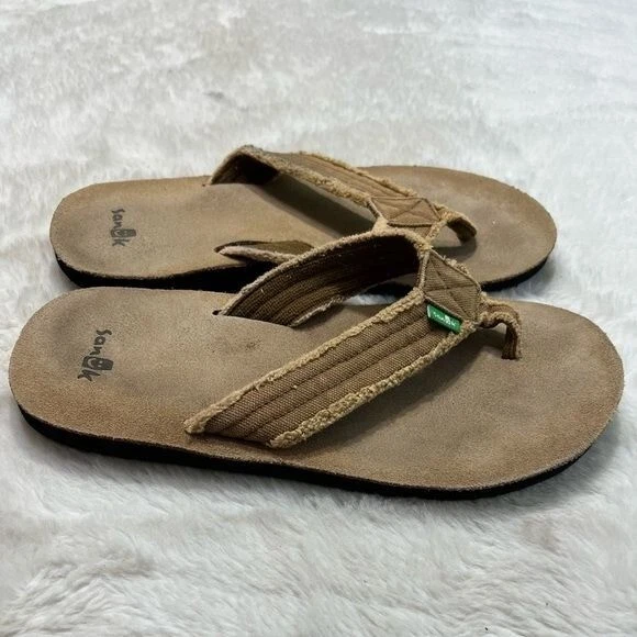 Sanuk fraid not sandal in brown flip flop shoe mens size 9