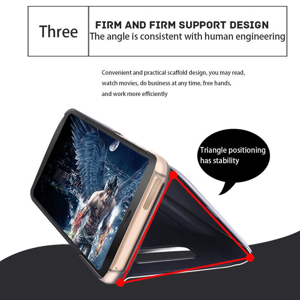 Funda con Soporte Abatible Vista Espejo para Samsung Galaxy S25 S24 S23 S22 S21 S20 S10 Foto 4 de 4