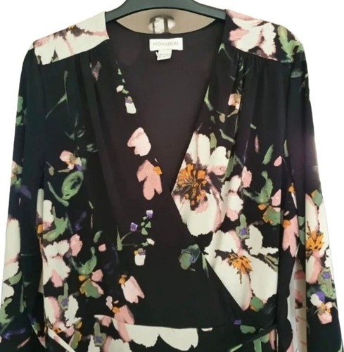 Womens MONSOON Fit & Flare Dress Black Floral Wedding Party Dress UK 16 EU 44 - Picture 10 of 21
