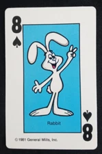 1981 General Mills Cereal Card Game Hearts Rabbit 8 Spades