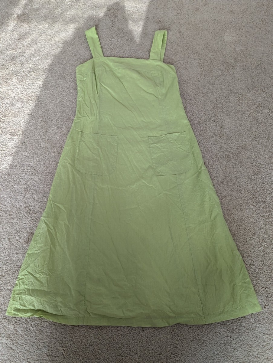 green emerald velvet dress Green Linen Pinafore Dress 2Y main image 1