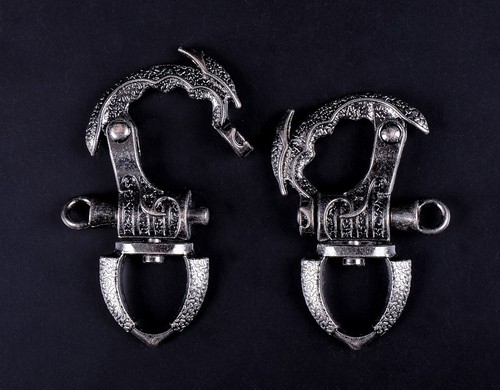 2X Heavy DIY Robot Antiqur Silver Motorcycle Biker Clasp Key Chain Fob Clip Hook - Picture 10 of 12