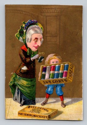J P Coats Elderly Woman Box Of Thread P615 Trimmed