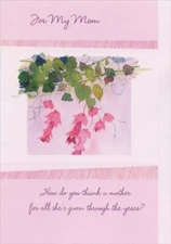 Designer Greetings Pink Flowers Hanging from Green Vine Birthday Card for Mom