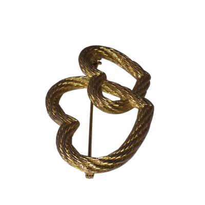 Vintage Signed Dior Twisted Rope Interlocking Double Heart Pin