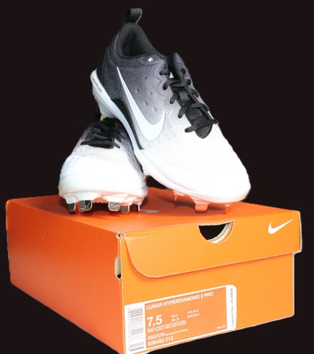 Nike Lunarion Hyperdiamond 2 Pro Black White Cleats Size 7.5 #856492-012 - Picture 1 of 10